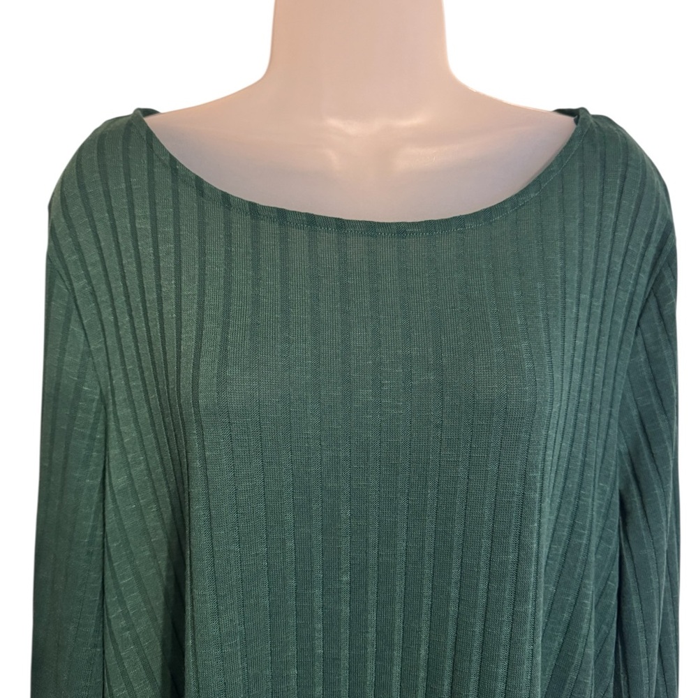 Kim Rogers Green Ribbed Crew Neck Sweater PLUS 2X #E - Picture 2 of 6